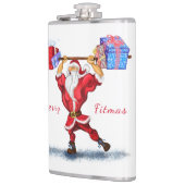 ボディービルダー・サンタクロースとクリスマスプレゼント – おもしろい フラスク (左)