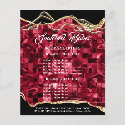 ボディ・スカルプティング ロゴ 赤 グラム ゴールド 価格リスト チラシ (裏面)