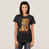 ボデガアイズのオレンジ色のふんわりとしたちんわりなタビー猫Cl Tシャツ (正面フル)