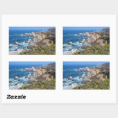 ボデガ岬の険しい海岸と歩道 長方形シール (シート)