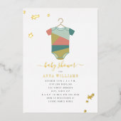 ボデモダンィースーツ・ベビーシャワー 箔招待状 (正面)