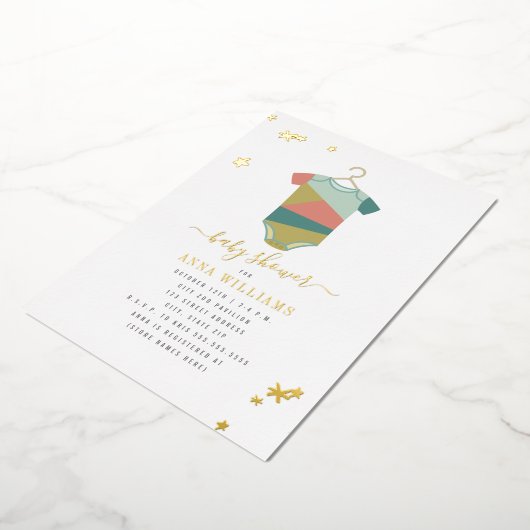 ボデモダンィースーツ・ベビーシャワー 箔招待状 (回転した状態)