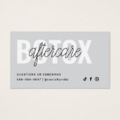 ボトックス充填剤注入アフターケア指示カード (正面)