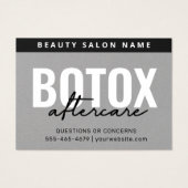 ボトックス充填剤注入アフターケア指示カード (正面)