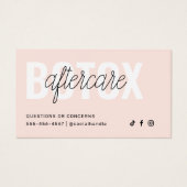 ボトックス充填剤注入アフターケア指示カード (正面)