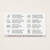 ボトックス充填剤注入アフターケア指示カード (裏面)