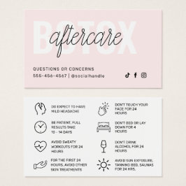 ボトックス充填剤注入アフターケア指示カード