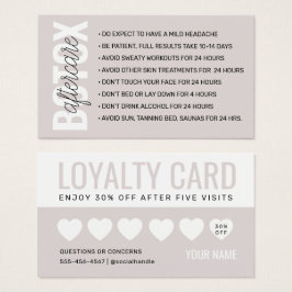 ボトックス充填剤注入アフターケア指示カード