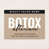 ボトックス充填剤注入アフターケア指示カード (正面)