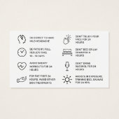 ボトックス充填剤注入アフターケア指示カード (裏面)