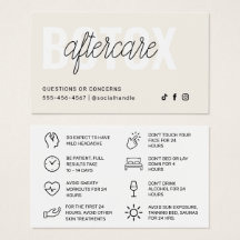 ボトックス充填剤注入アフターケア指示カード