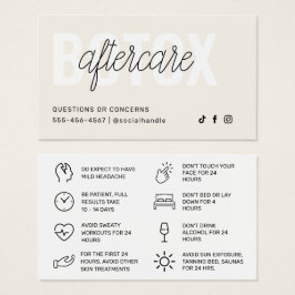 ボトックス充填剤注入アフターケア指示カード