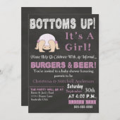 ボトムアップベビーシャワー招待状（ピンク） 招待状 (正面/裏面)