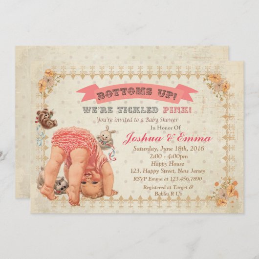 ボトムアップベビーシャワー招待状 招待状 (正面/裏面)