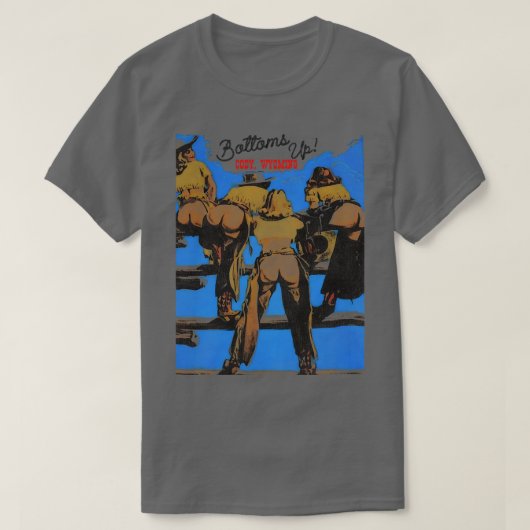ボトムズアップコディワイオミングレトロ70sウェスタン土産 tシャツ (デザイン正面)