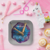 ボトムズアップパープルとグレーの90th誕生日パーティー ペーパープレート (パーティー)