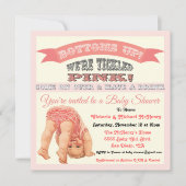 ボトムズアップヴィンテージベビーガールシャワー招待状 招待状 (正面)