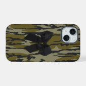 ボトムランド迷彩柄かわいいリボンfor Women & Girls iPhone 15ケース (裏面横)