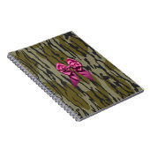 ボトムランド迷彩柄女子かわいいピンクのリボン ノートブック (右側)