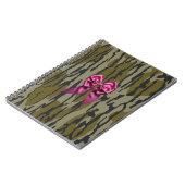 ボトムランド迷彩柄女子かわいいピンクのリボン ノートブック (左側)