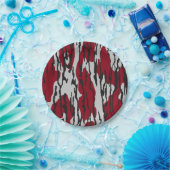 ボトムランド迷彩柄赤と白パターン男の子女 ペーパープレート (パーティー)