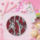 ボトムランド迷彩柄赤と白パターン男の子女 ペーパープレート (パーティー)