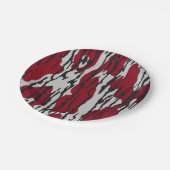 ボトムランド迷彩柄赤と白パターン男の子女 ペーパープレート (アングル)