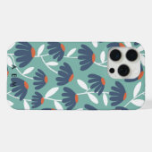 ボトム モノグラムイニシャル 青と赤の花柄 iPhoneケース (裏面横)