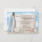 ボトルからのメッセージ – ビーチありがとうフラットカード サンキューカード (正面)