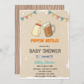 ボトルが弾けるベビーシャワーテーマの招待状 招待状 (正面/裏面)