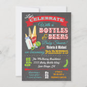 ボトルとビールカップルベビーシャワー招待状 招待状 (正面)