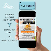 ボトルとビール共同ベビーシャワー招待状 招待状