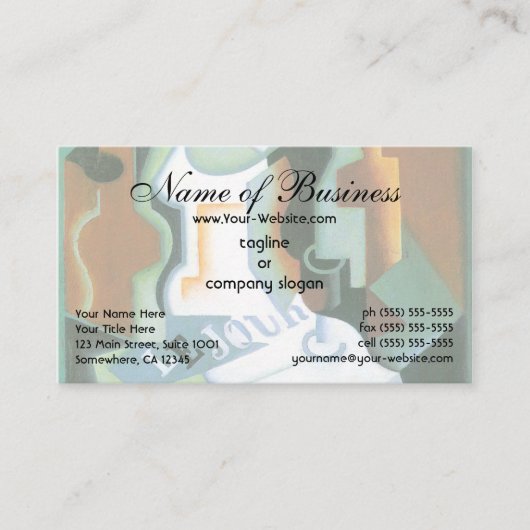 ボトルとフルーツディッシュ(1919)フアン・グリスによるキュービズム 名刺 (正面)