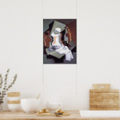 ボトルとフルーツディッシュ、by Juan Gris ポスター (キッチン)