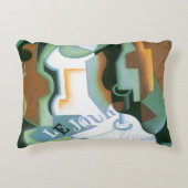 ボトルとフルーツディッシュbyフアン・グリス，ヴィンテージキュービズム アクセントクッション (正面)