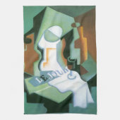 ボトルとフルーツディッシュbyフアン・グリス，ヴィンテージキュービズム キッチンタオル (縦)