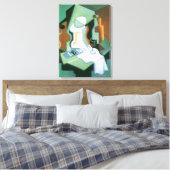 ボトルとフルーツディッシュbyフアン・グリス,ヴィンテージキュービズム キャンバスプリント (インサイチュ (寝室))