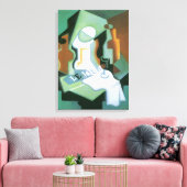 ボトルとフルーツディッシュbyフアン・グリス,ヴィンテージキュービズム キャンバスプリント (インサイチュ (リビング))