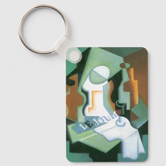 ボトルとフルーツディッシュbyフアン・グリス,ヴィンテージキュービズム キーホルダー (正面)
