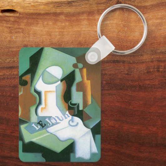 ボトルとフルーツディッシュbyフアン・グリス,ヴィンテージキュービズム キーホルダー (裏面)