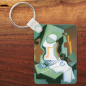 ボトルとフルーツディッシュbyフアン・グリス，ヴィンテージキュービズム キーホルダー (正面)