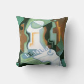 ボトルとフルーツディッシュbyフアン・グリス,ヴィンテージキュービズム クッション (正面)