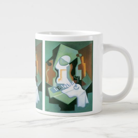 ボトルとフルーツディッシュbyフアン・グリス，ヴィンテージキュービズム ジャンボコーヒーマグカップ (右)