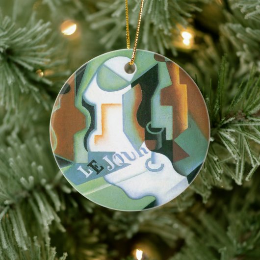 ボトルとフルーツディッシュbyフアン・グリス，ヴィンテージキュービズム セラミックオーナメント (ツリー)