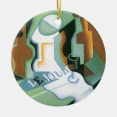 ボトルとフルーツディッシュbyフアン・グリス，ヴィンテージキュービズム セラミックオーナメント (正面)