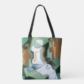 ボトルとフルーツディッシュbyフアン・グリス,ヴィンテージキュービズム トートバッグ (裏面)