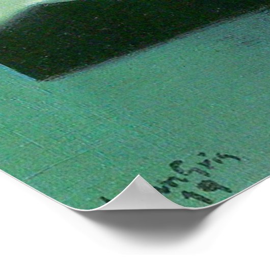 ボトルとフルーツディッシュbyフアン・グリス,ヴィンテージキュービズム ポスター (角)