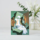 ボトルとフルーツディッシュbyフアン・グリス,ヴィンテージキュービズム ポストカード (スタンド正面)