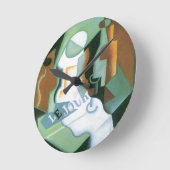 ボトルとフルーツディッシュbyフアン・グリス,ヴィンテージキュービズム ラウンド壁時計 (傾斜)