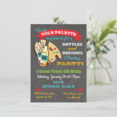 ボトルとブラシのペイント＆シップ アートパーティ 招待状 (スタンド正面)